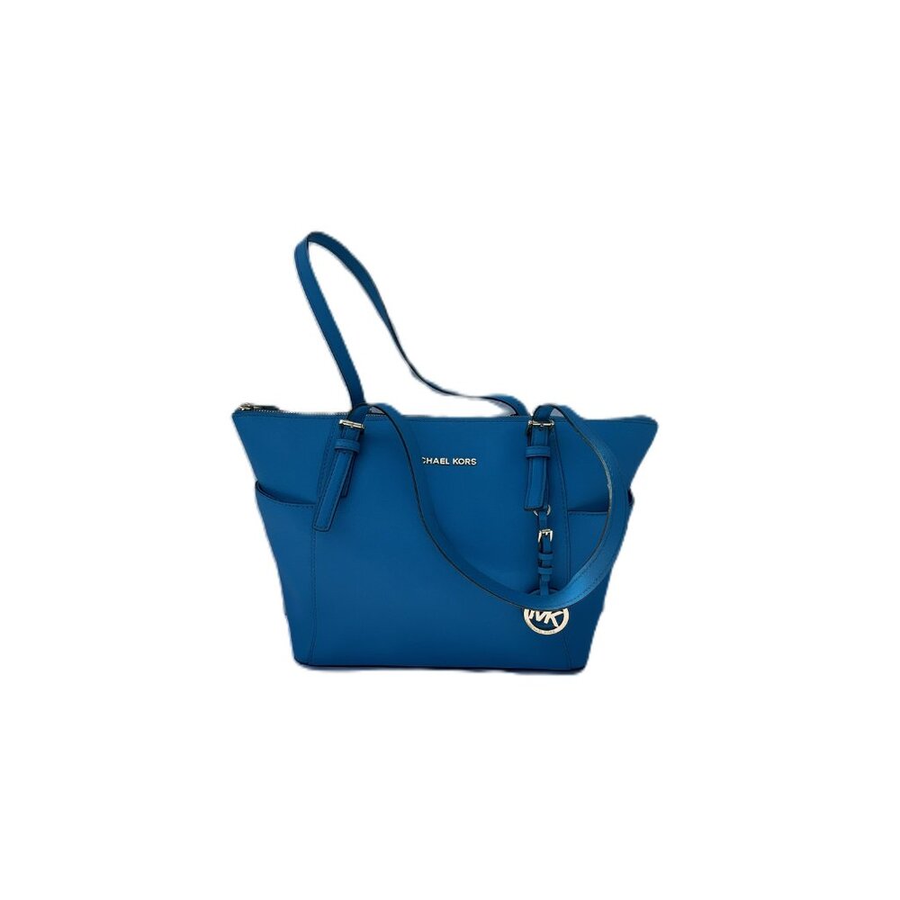 Michael Kors Blue Leather Shoulder Bag with Gold Hardware - Picture 2 of 13